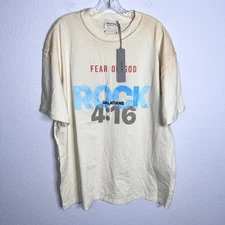 Fear Of God Shirt Men’s Large Oversized Sixth Collection Cream Distressed B19