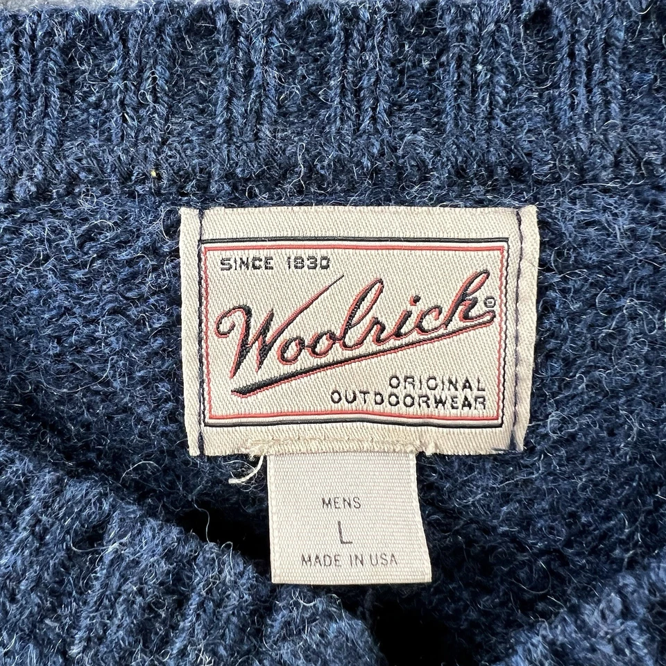 Suéter Woolrich De Colección Para Hombres Grande Azul Lana Henley Pescador Pescado Grueso Años 90 Foto 4 de 4