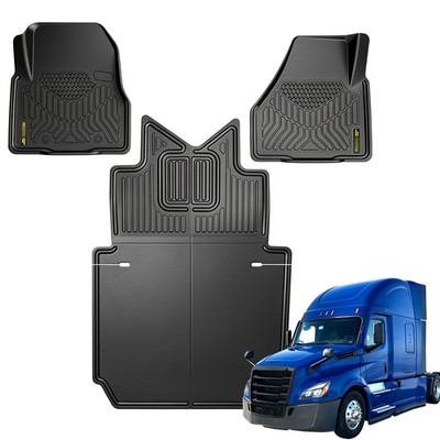 Black TPE Floor Mats 3PCS Set Fit for Freightliner Cascadia 126 2018 2023