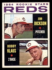 1964 Topps #524 Jim Dickson/Bobby Klaus Reds Rookies Excellent+ RC Roo ID:386515