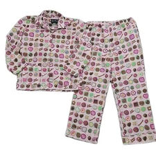 Nick & Nora Pajama Set Size L 12 Chocoholic Candy Vintage Praline Caramel Pink