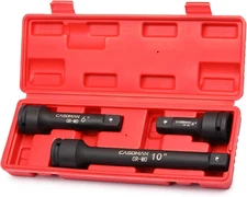 CASOMAN 3/4” Drive Impact Extension Bar, Cr-Mo Steel,3-Piece Set 4”, 6”, 10” Ext