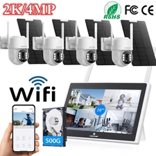 CAMCAMP 4MP Wireless Home Security Camera System Solar IP Cameras 10'' Monitor