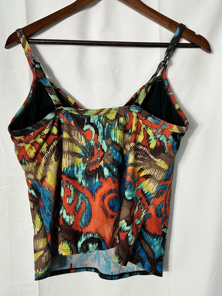 Top de natación para mujer Y2K Babydoll Tankini Paisley años 90 marrón boho hada grunge artístico Foto 3 de 4