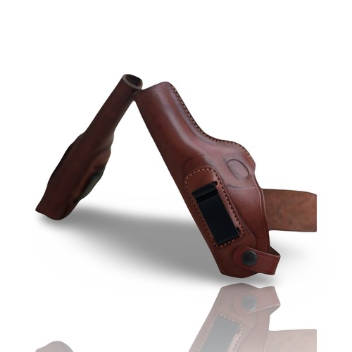 Leather Gun Holster for Luger P08, OWB, Right Left Handed, Black Brown Color - Picture 34 of 36