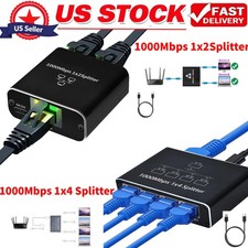 RJ45 Gigabit Ethernet Splitter 1000Mbps LAN Network Internet 1 to 4 Out Adapter