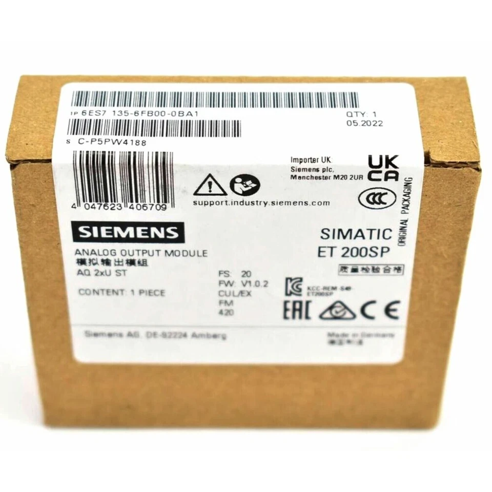 New Siemens 6ES7135-6FB00-0BA1 ET 200SP Analog output module 6ES7 135-6FB00-0BA1 - Image 2 of 4