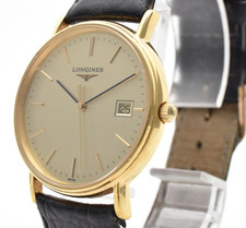 Vintage  NEAR MINT- Longines Grand Classic L4.720.2 Gold Date Qz Men's Japan