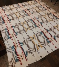 Pendleton Sherpa Ultra Soft Cozy Fleece White Sands Multi Aztec 88x94" Blanket