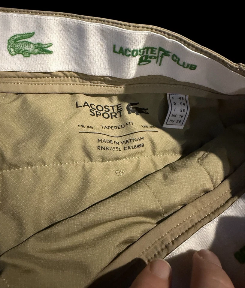 Lacoste Golf Club Pants Beige Stretch Tapered Fit Mens 38 Performance Jogger - Image 4 of 4