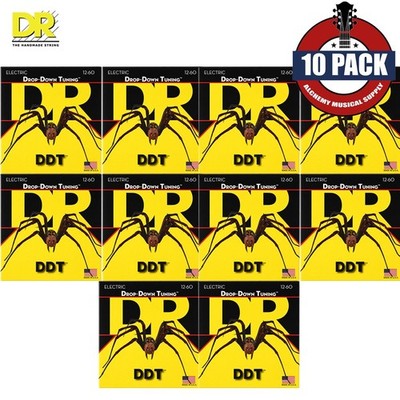 10-PACK DR DDT-12 Drop-Down Tuning Nickel Plated Electric Guitar Strings 12-60