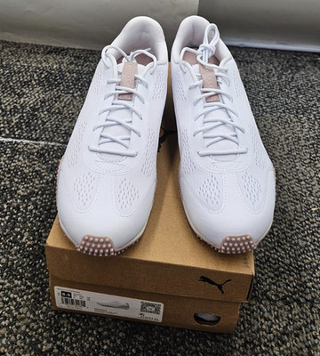 Puma 312997 Women's MONOLITE 2 Spikeless Golf Shoes White/Rose Latte Size 8.5