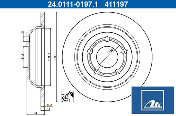 2X Bremsscheibe ATE 24.0111-0197.1 2 Bremsscheiben Hinterachse Hinten FüR Ford-image