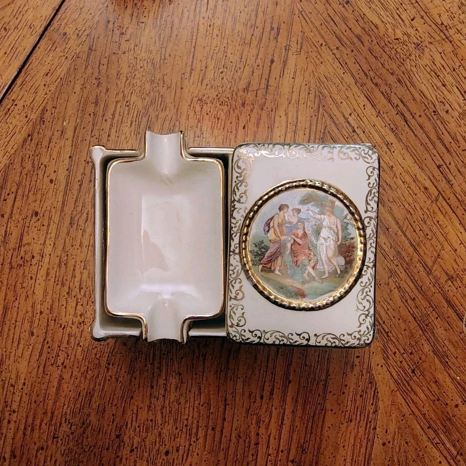 Juego de cenicero Empire England porcelana 8 piezas caja de cigarrillos oro neo clásico B59 Foto 3 de 4