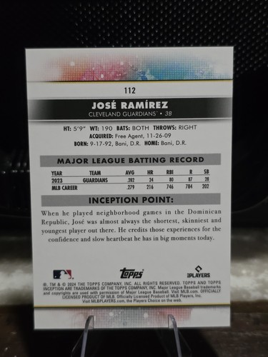 Topps Inception 2024 - José Ramírez #112 X impresión corta (SP) - Imagen 2 de 2