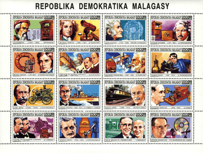 Madagascar 1993 Imperf. Inventor 1993 (Gutenberg-Newton-Dalton-Daguerre-Faraday)