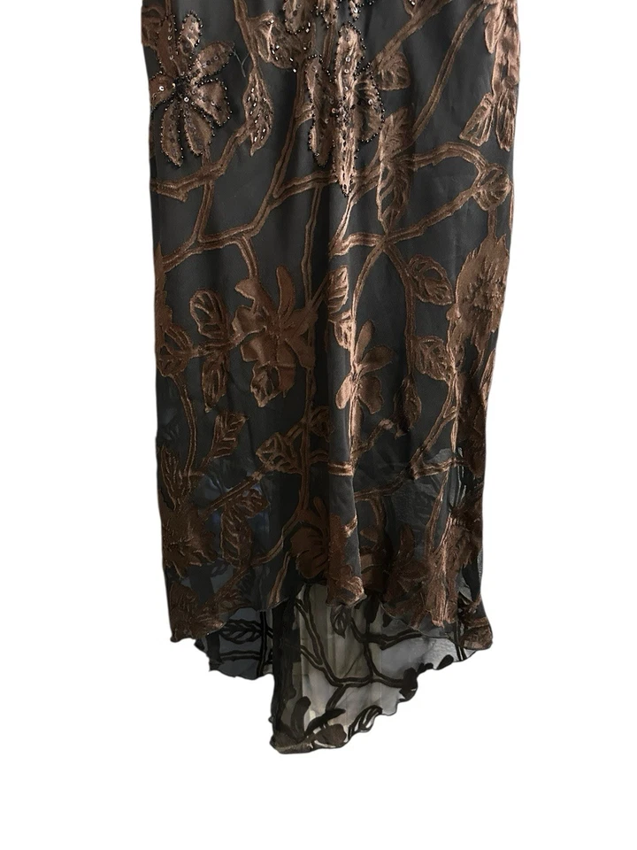 Vestido Midi Vintage Terciopelo Burnout Capucha Cuello Cuentas Capricho Y2K Hada Talla L Foto 3 de 4