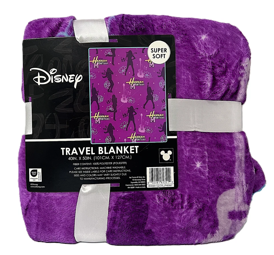 Manta de viaje Disney Hannah Montana púrpura súper suave 40 x 50 pulgadas NUEVA Foto 2 de 3