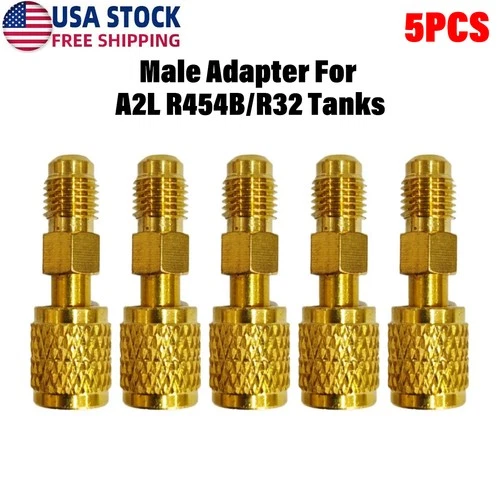HVAC R32 Reverse Thread 1/4” Female 1/4” Male Adapter For A2L R454B/R32 Tanks 5x