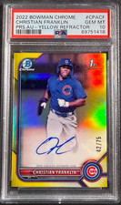 2022 BOWMAN CHROME CHRISTIAN FRANKLIN YELLOW REFRACTOR AUTO /75 PSA 10