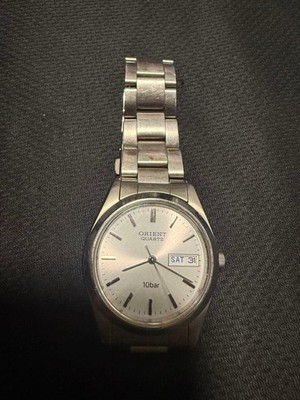 ORIENT Classic Wristwatch 10bar Stainless Steel Date Sat Analog Quartz