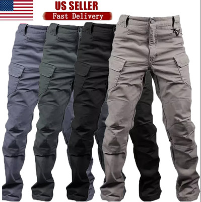 Mens Cargo Pants Tactical Waterproof Work Outdoor Hiking Combat Trousers US