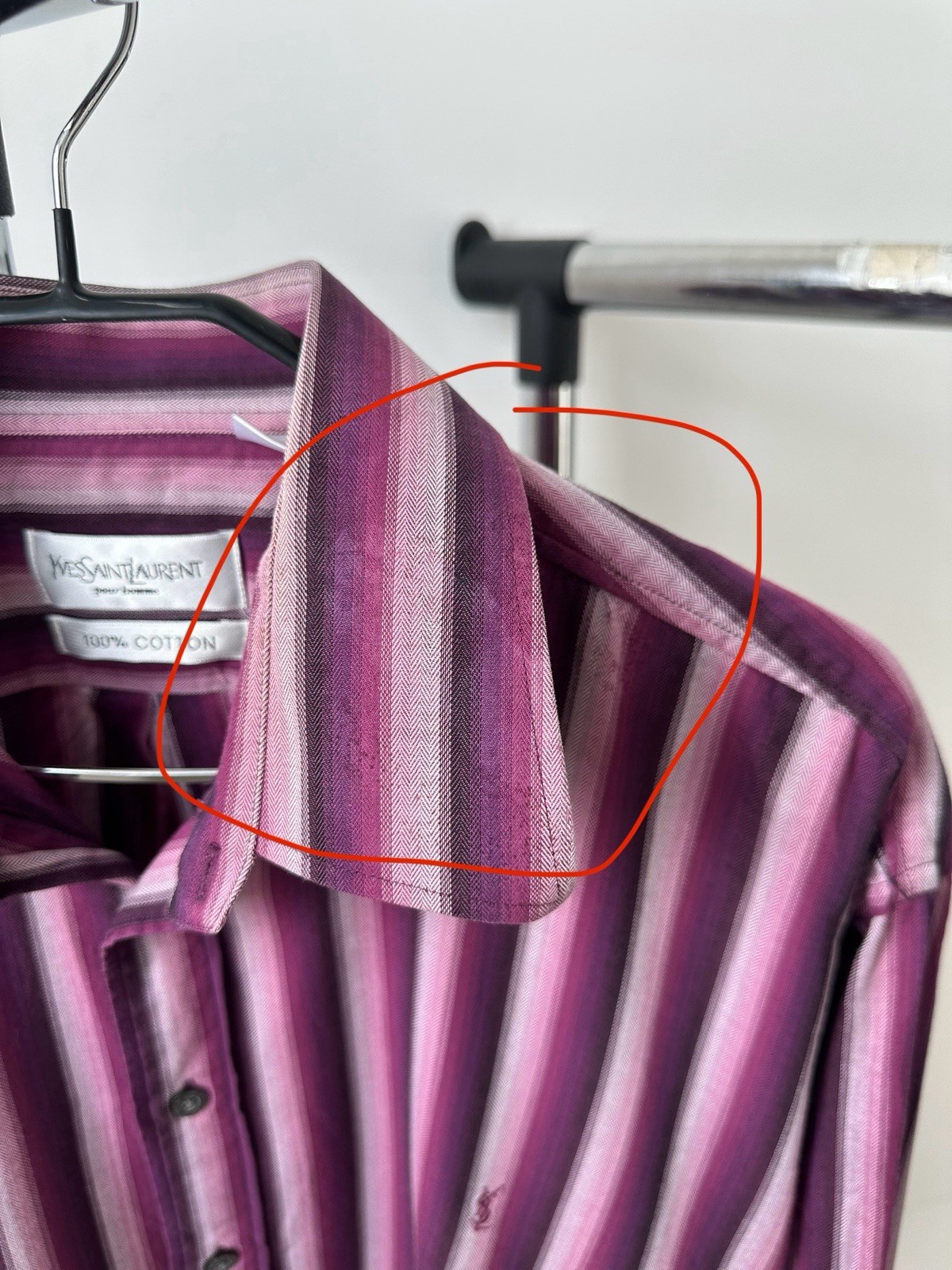 Vintage Luxury Yves Saint Laurent YSL Logo Casual Button Up Shirt Men’s Size L thumbnail 10