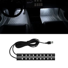 Car Interior LED Footwell Lights USB White Under Dash Floor Lighting Kit