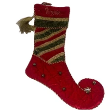 Frontgate Yuletide Quilted Toe Christmas Stocking “Virginia”
