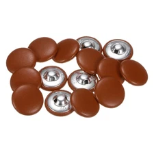 15pcs Leather Covered Button 25mm Metal Round Sewing Buttons, Alloy Orange