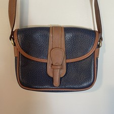 Dooney  Bourke VTG All Weather Leather Equestrian Saddle Bag Crossbody Blue