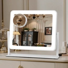 12"x13.6"Lighted Makeup Mirror Vanity Mirror with Lights for Desk Tabletop