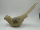Vtg Fenton Frosted Custard Glass Happiness Bird Blue Flowers Signed P.Y. Palmer