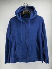 Theory Full Zip Hoodie Men XL Blue Waffle 100% Pima Cotton Techwear Minimalist