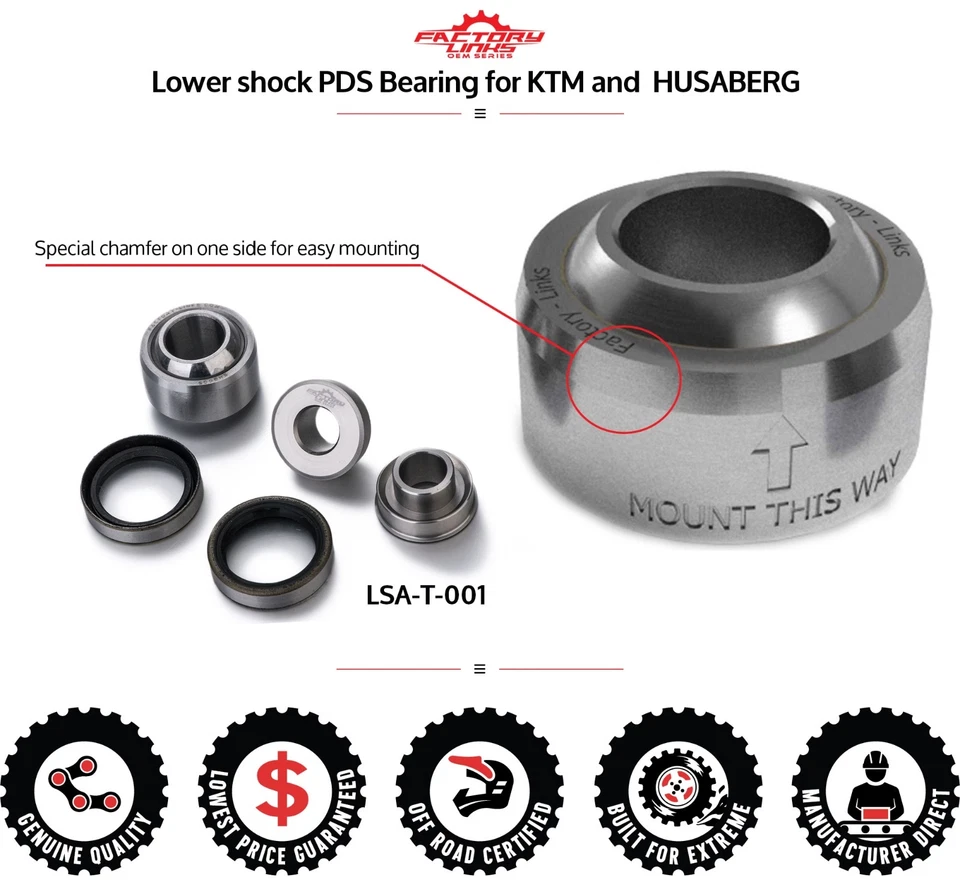 [FL] Kit de cojinete de amortiguador inferior para KTM EXC XC-W 300 250 450 2009-2015 Foto 3 de 4