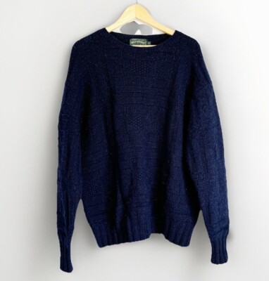 VTG Polo Country Ralph Lauren Wool Blue HAND KNIT Sweater Men s Large Heritage
