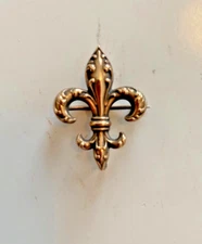 Antique 10k Solid Gold Repousse Fleur De Lys Ladies Watch Locket Pin BIN