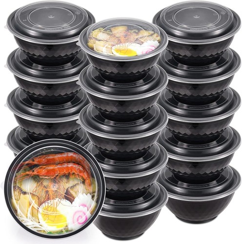 36oz Extra-Thick Meal Prep Bowls with Lids, Plastic Containers with Clear Covers