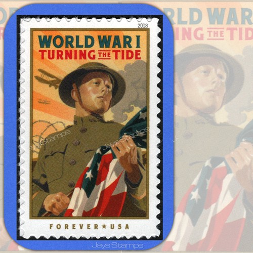 World War I Turning The Tide USPS Forever (20) Stamps Sheet US Soldier Flag