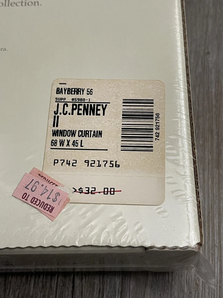 Vintage JCPENNEY COLLECTION Window Curtain 68”x45” W/ Tiebacks Bayberry NEW - Image 4 of 4