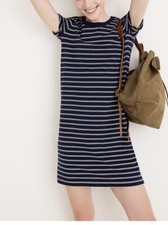 Madewell Tina Striped Women's Navy Sand T-Shirt Mini Dress Size S, M NEW