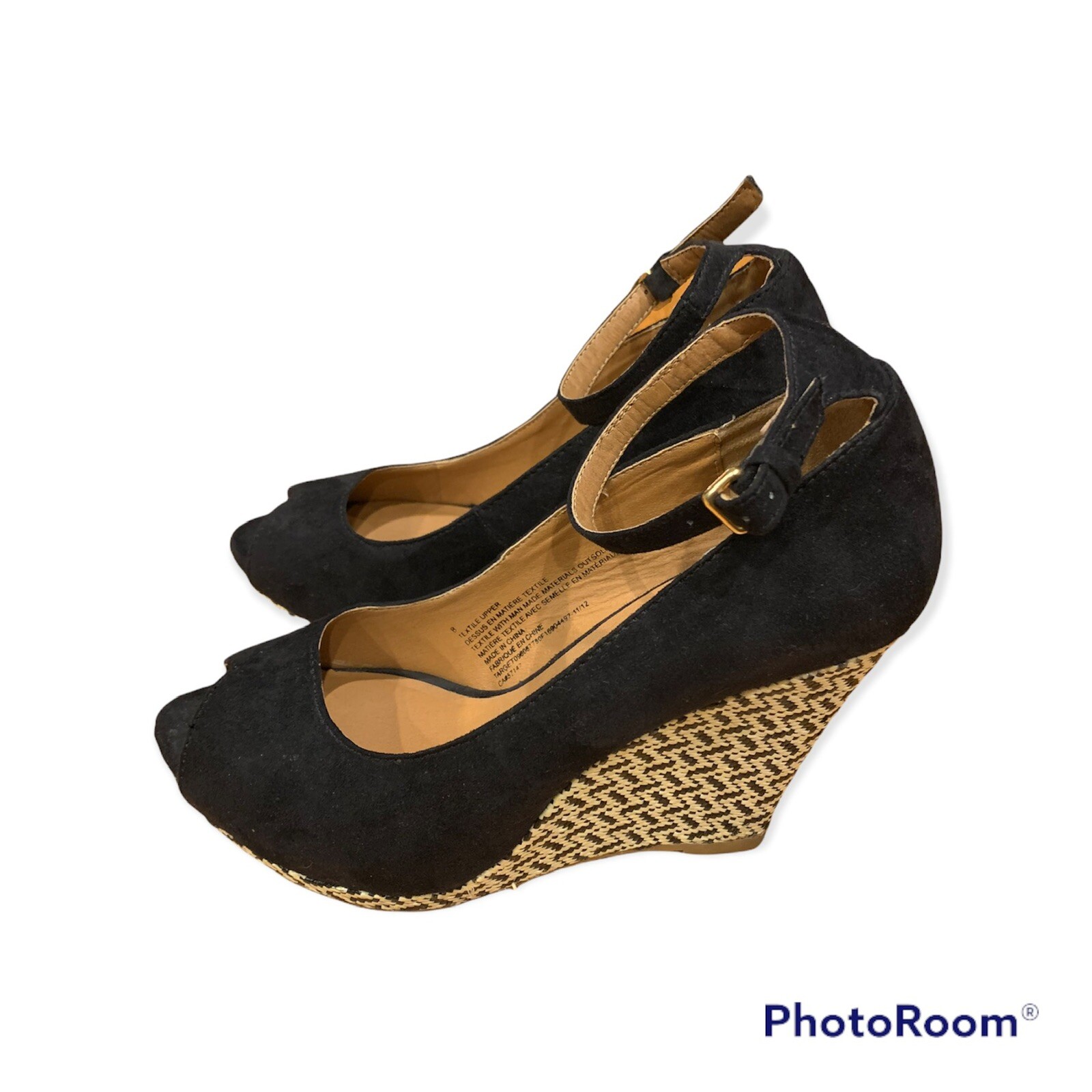 Mossimo Fabric Black Wedge Platform Shoes Size 8 | eBay