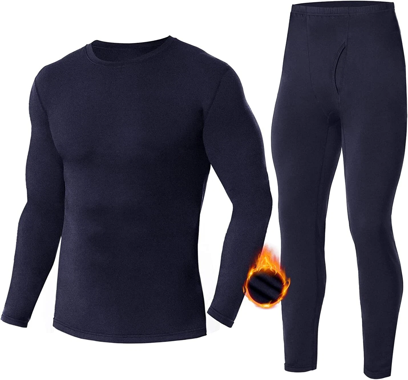 Mens Thermal Underwear Set Base Layer Long Sleeve Top Ultra Soft 3XL Black 25042