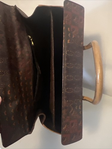 Borsa a mano Escada marrone floreale chiusura magnetica pieghevole portadocumenti borsa - Foto 5 di 15