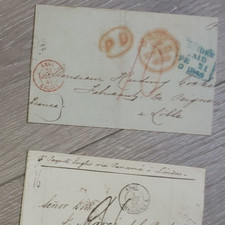 marcophilie  Angleterre France  2 8 1862 Cachet PD & Moorgate au dos