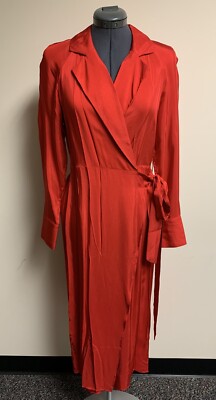 Banana Republic Notch Collar Wrap Dress Red Size XS NWT $149 | eBay