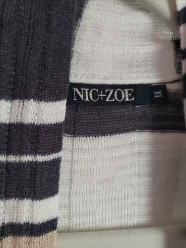 Nic Zoe Sweater Boho Cardigan Open Front Layered Hi Lo 1X Linen Blend NWT - Picture 4 of 8
