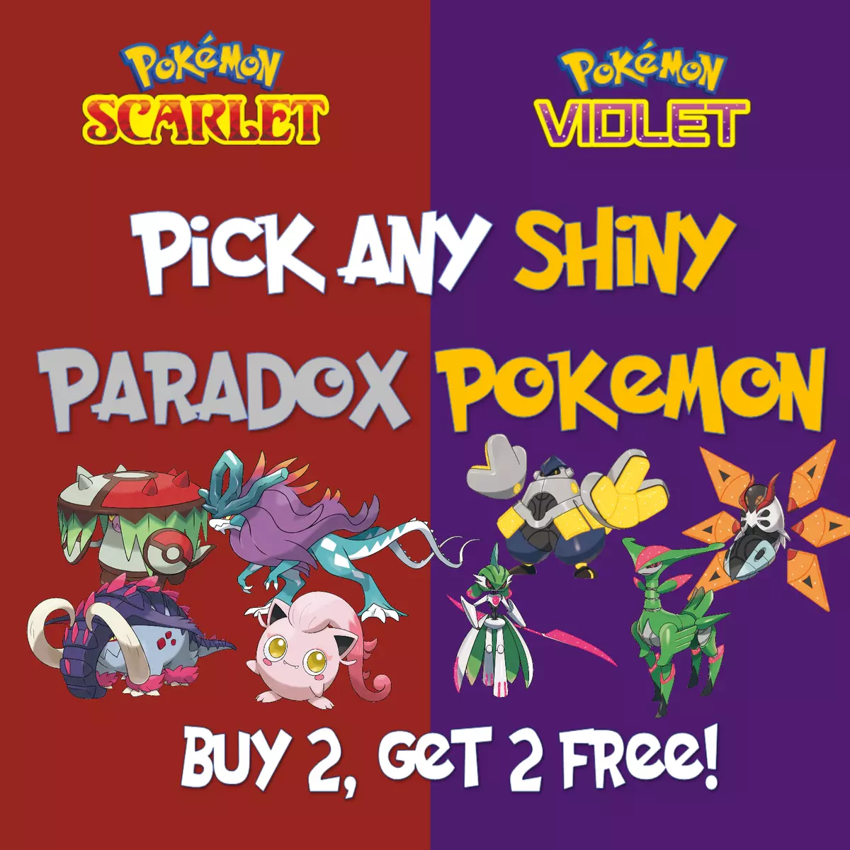 Pokemon Scarlet and Violet ✨Shiny 6IV Paradox Pokemon (ALL Scarlet  EXCLUSIVES)✨