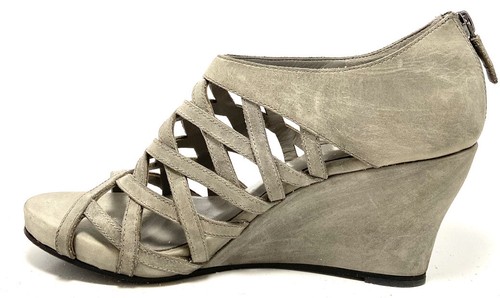 Eileen Fisher Cage Lattice Open Toe Zip Back Wedge Sandals Size 7 - Picture 4 of 11