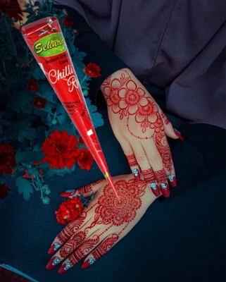 ORIGINAL VIMAL'S SEHNAAZ 2x RED HENNA CHILLI INSTANT CONE RED MEHENDI FAST LASTING COLOR TATTO BODY ART